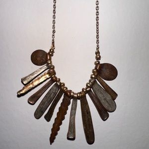 Bronze, Silver & Gold Dangle Necklace